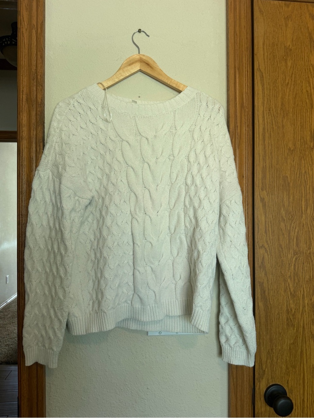 Cyrus Cream Cable Knit Crewneck Sweater